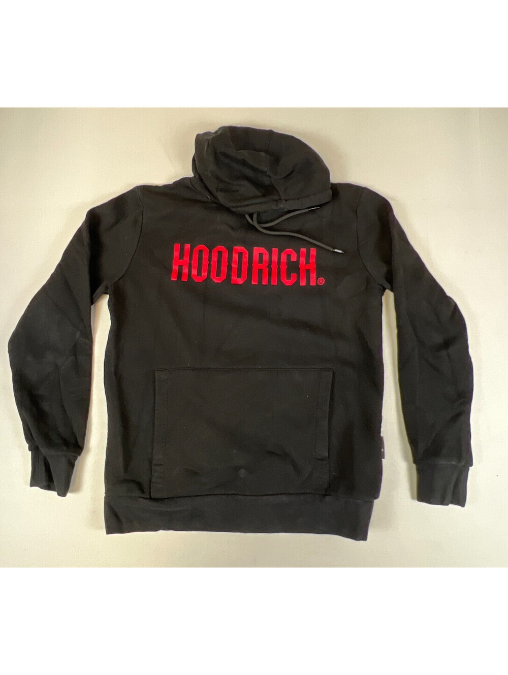 Hoodrich Men M Black Red Logo Pullover Fleece Hoodie Sweatshirt Streetwear